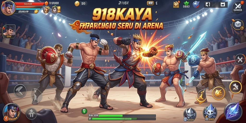 Screenshot menunjukkan pertarungan dinamis dalam 918KAYA.