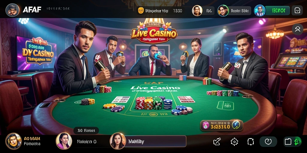 Gameplay seru AFAF dengan dealer langsung dan suasana kasino.