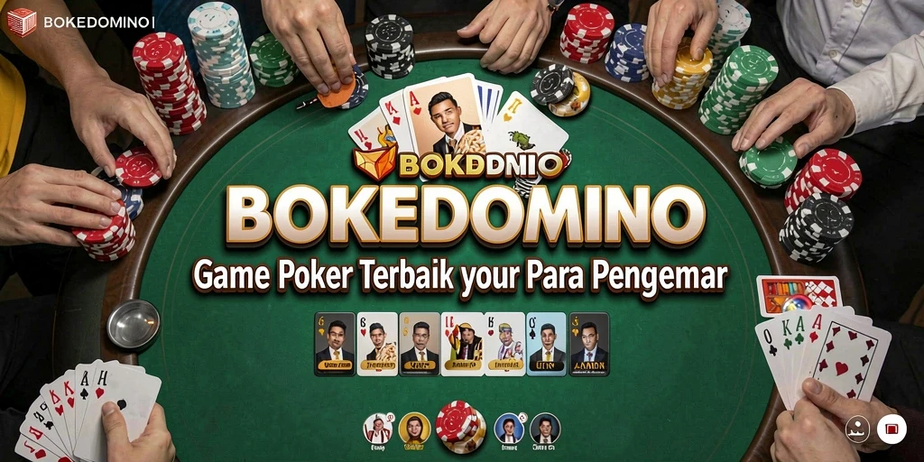 Tampilan gameplay Poker yang seru dan interaktif di BOKEDOMINO.
