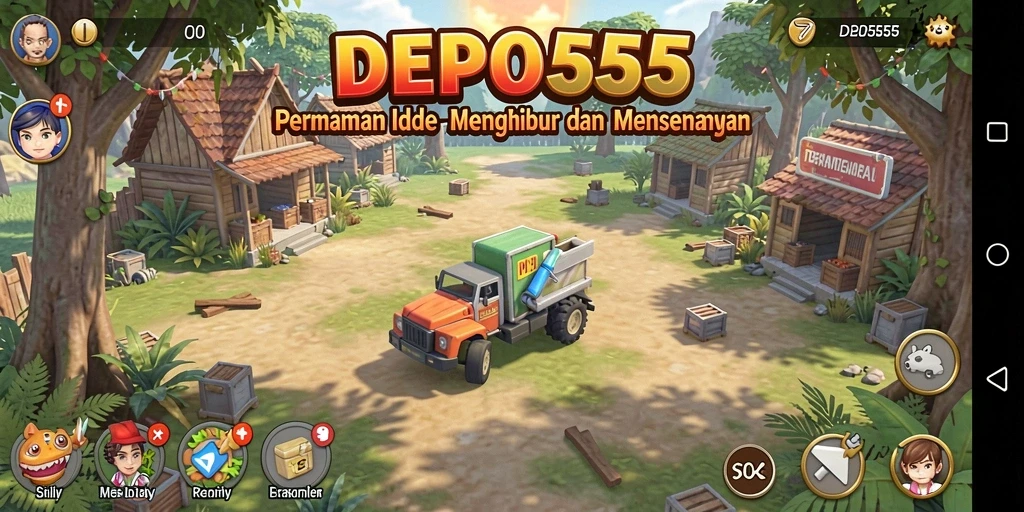 Tangkapan layar gameplay DEPO555 yang menunjukkan kemajuan Idle yang mengasyikkan.