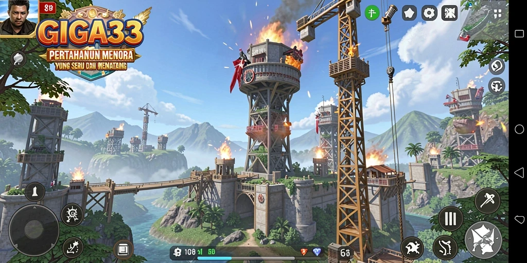 Tampilan gameplay yang mendebarkan dari GIGA33 Tower Defense.