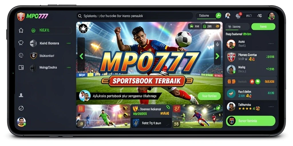 Screenshot MPO777 menampilkan tampilan aplikasi sportsbook dengan fitur taruhan olahraga.