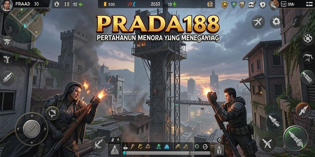 Screenshot menampilkan aksi pertahanan menara yang mendebarkan dalam PRADA188.