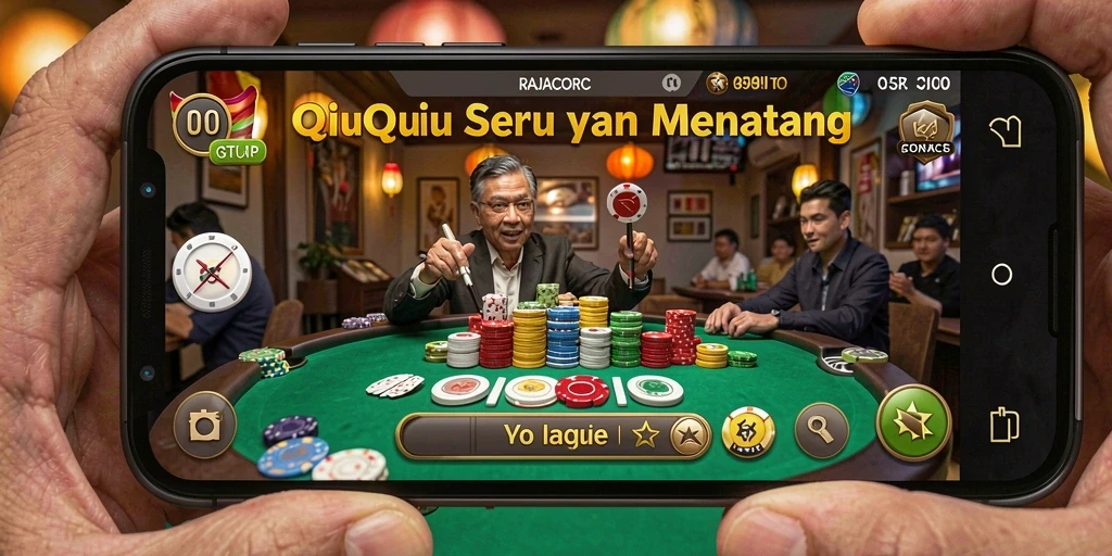 Tangkapan layar utama RAJACORC menampilkan aksi gameplay QiuQiu yang seru.