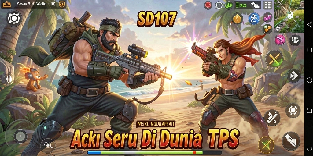 Tampilan gameplay seru dalam SD107 saat bertempur dalam TPS.